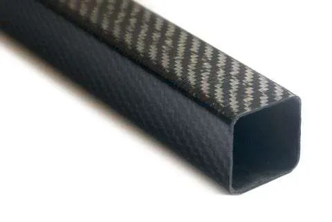 A photo of a section of a square carbon fibre tube